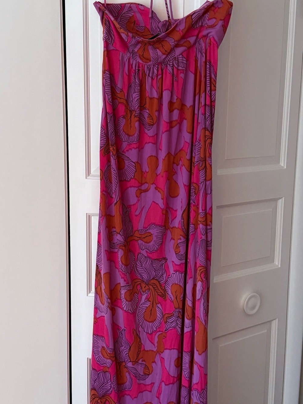 Tibi Iris Ikat Tulip Halter Maxi Dress Size S Pink Purple - Picture 4 of 5